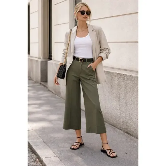 NWT: Spanx ST Crop Wide Leg 2.0 in Dark Pine Size XL - Picture 1 of 8